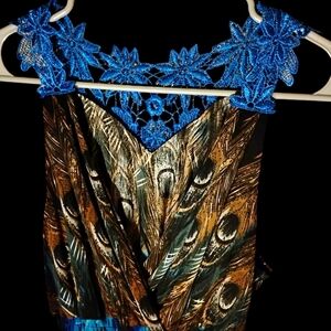 Elegant Blue and Black Lace Women's Dress